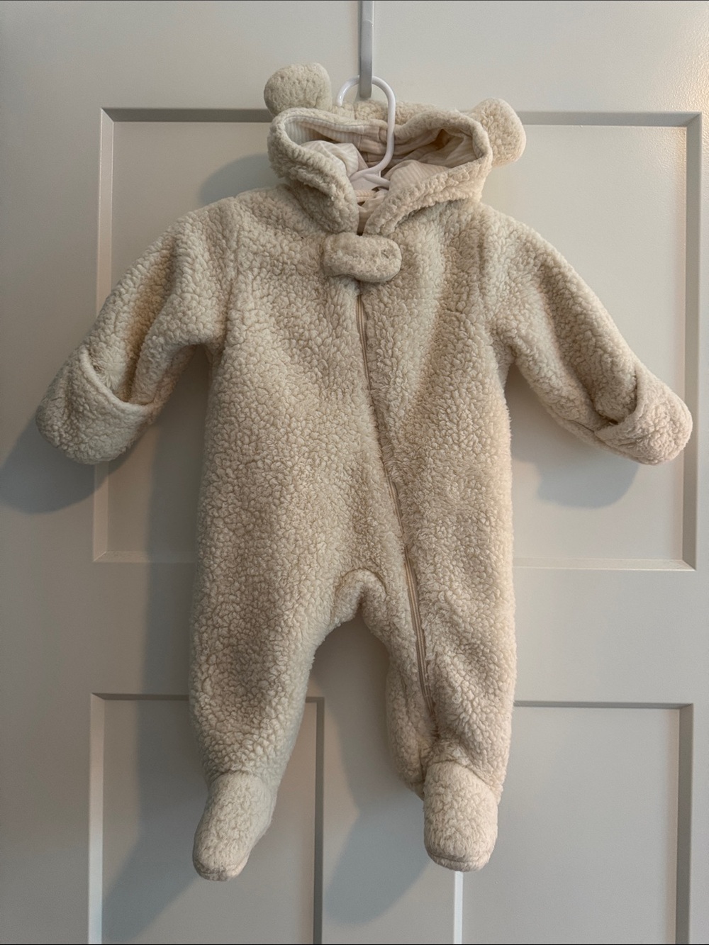 Carter's Cream Plush Sherpa One-Piece Footed Hoodie